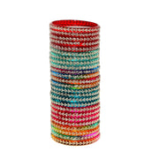 NMII Latest Stylish Glass Bangle Set Studded With Zircon Stones For Women & Girls | Daily Use Chudi Fancy | Trendy Glass Bangles | Kanch Ki Chudi For Ladies | Festive Glass Bangles For Girl-Pack Of 24