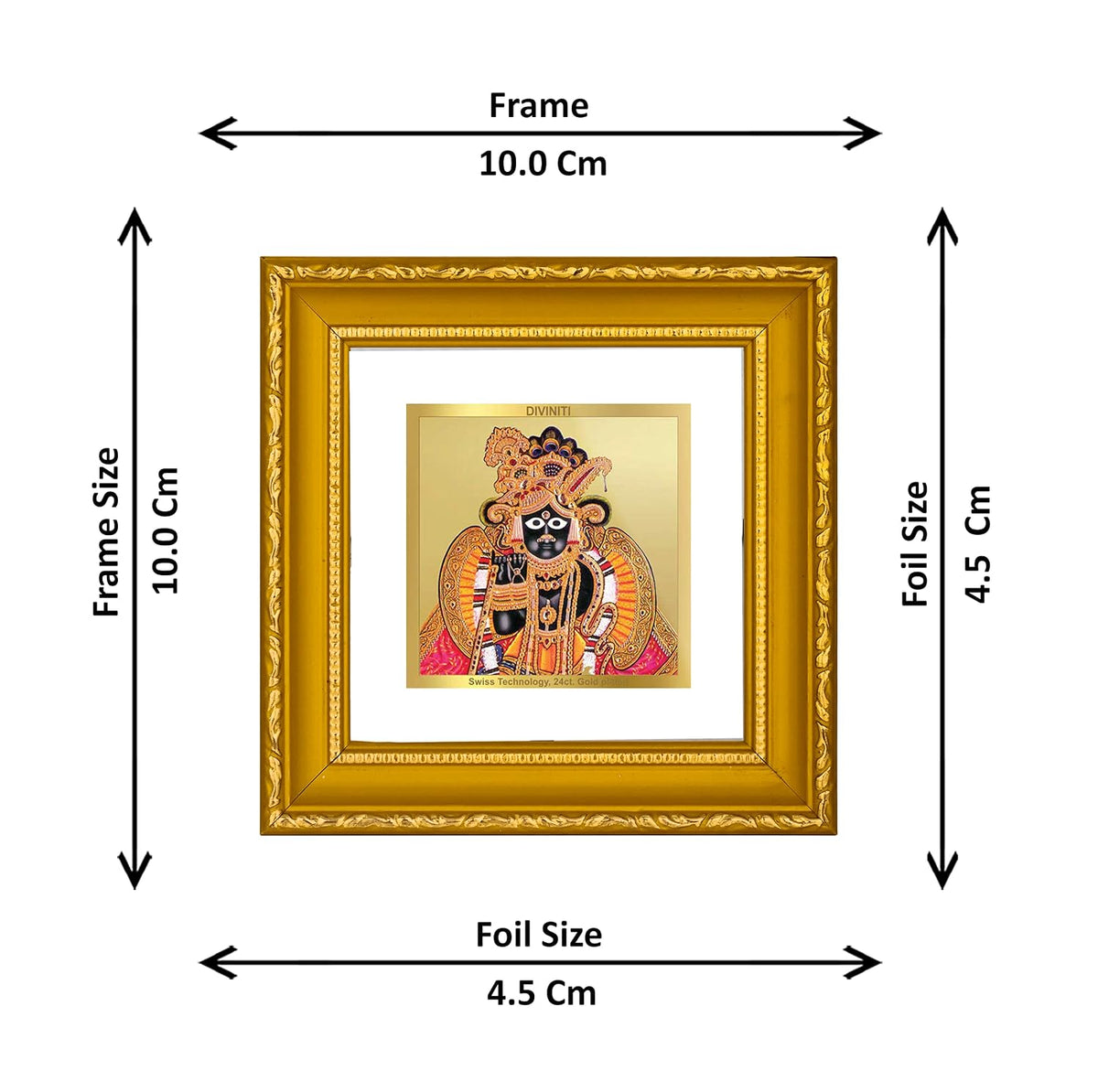 Diviniti Bankey Bihari Gold Plated Wall Photo Frame, Table Décor| DG Frame 101 Size 1A and 24K Gold Plated Foil| Religious Photo Frame Idol For Pooja, Gifts Items (10 CM X 10 CM)