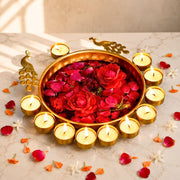 DSH Urli Bowl Handcrafted Bowl for Flowers and T- Light Candles Table Decor Diwali Home Decor Decoration. (Peacock Urli).