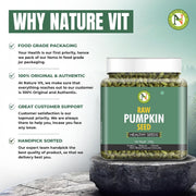 NatureVit Pumpkin Seeds 250 Gram | Raw & Unsalted | Protein Rich Super Seeds for Eating | Immunity Booster Snack | Ideal for Weight Loss & Healthy Heart