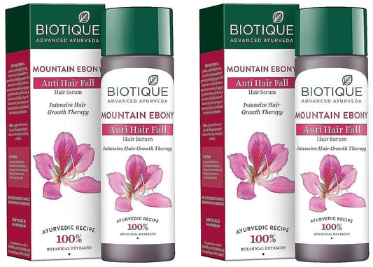 Biotique Mountain Ebony Vitalizing Serum | Prevents Hair Fall & Soothes Scalp| Promotes Hair Growth | 100% Botanical Extracts | Suitable for All Skin Types | 120ml (Pack of 2)