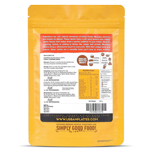 Urban Platter Premium Munakka Raisins, 250g (Naturally Sweet & Juicy | Rich in Antioxidants | Contain seeds | Ayurveda Superfood)