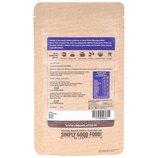 Urban Platter Bold and Exotic Macadamia Nuts, 100g (Grade A, Crunchy, Perfect for Guilt-Free Snacking)