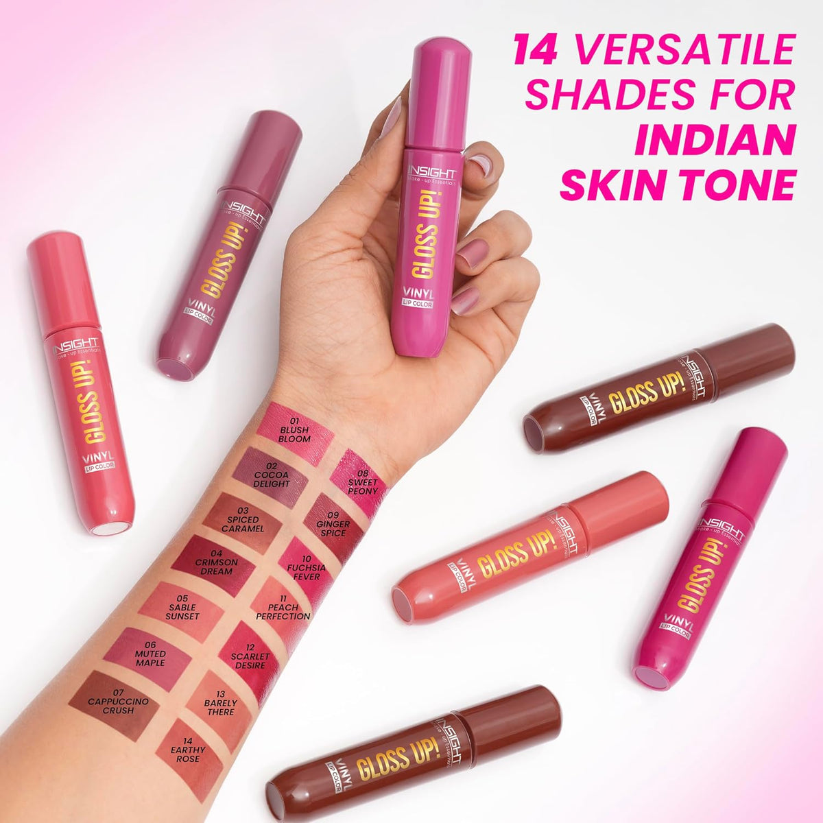 INSIGHT Gloss Up Lip Color - Cappuccino Crush | High-Gloss Finish | Non-Transfer | Smudge Proof | Rich Pigmentation | Lightweight, Long-Lasting Formula | All-Day Comfortable Wear (4g)