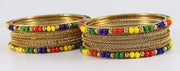 NMII Metal with Zircon Gemstone, Pearls and Beads Studded Glossy Finished Bangle Set For Women and Girls
