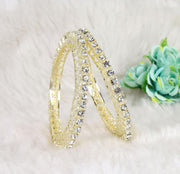NMII Designer Metal Zircon Diamond Stone Bangles Kada Set For Girls & Women | Latest Women's Bangles | Trendy Kada For Women | Metal Bangles | Bangles For Wedding, Party, Festive- Set of 2