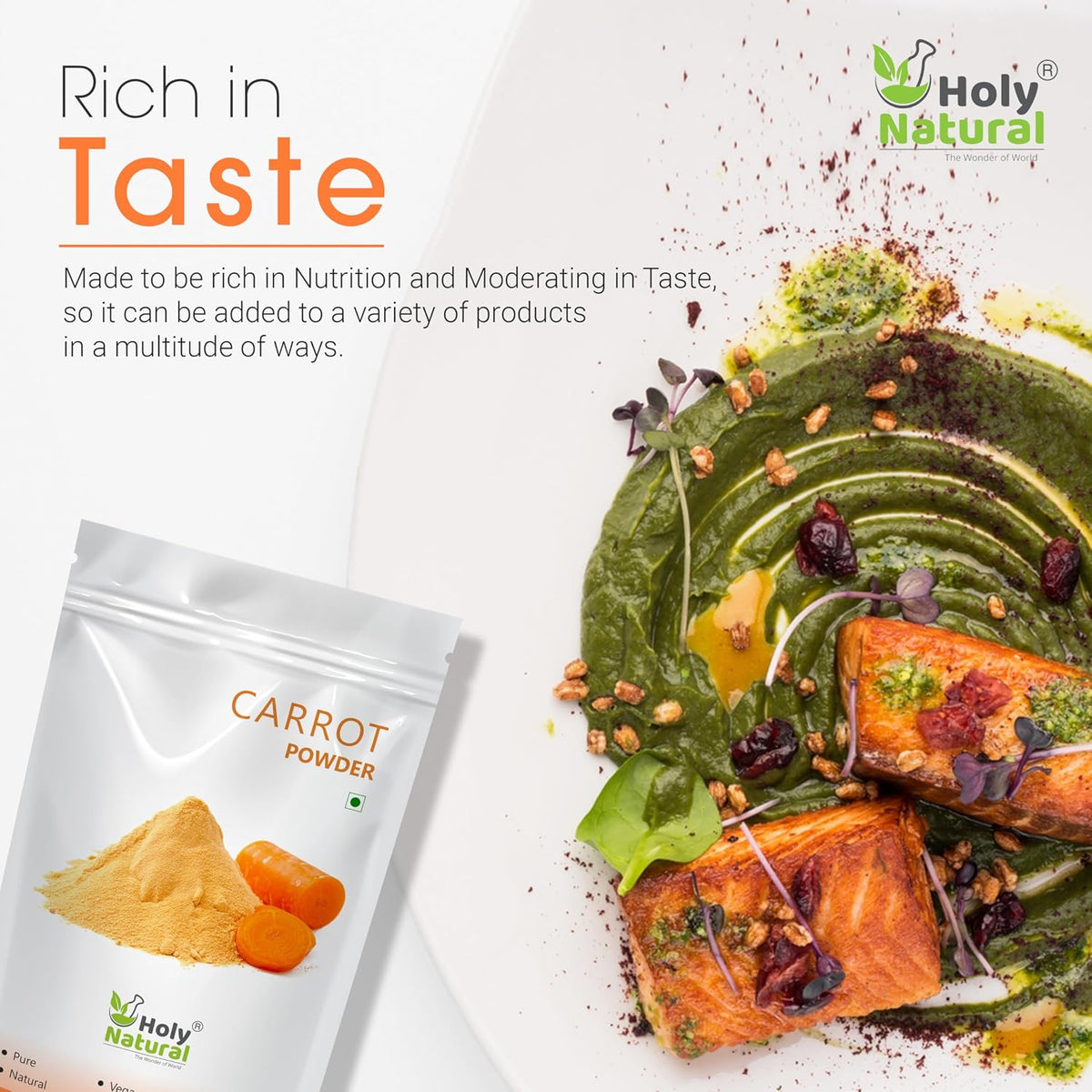 Holy Natural Carrot Powder 1kg | Supports Immunity, Eye & Skin Health | Ideal for Juice, Smoothie, Soup & Baking