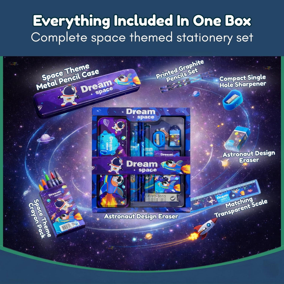Toy Imagine Space Theme Stationery Set for Kids | 12-Piece Stationary Kit for Boys & Girls Age 3-15 Years - Return Gifts -School Supplies & Learning Gift for Kids