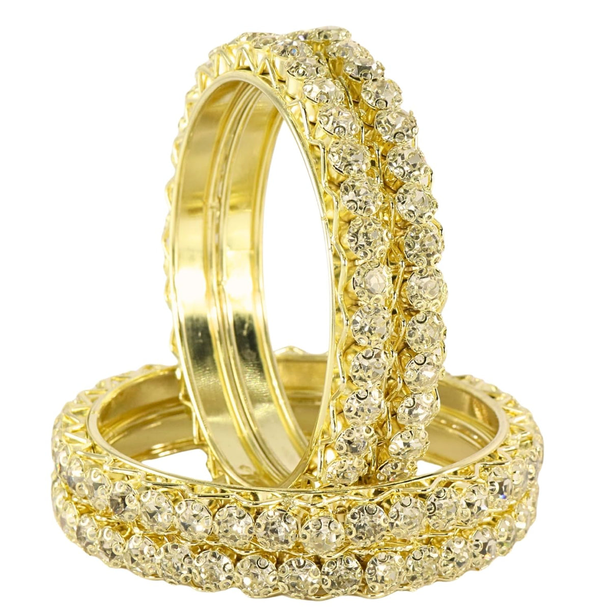 NMII Premium Alloy Metal Kada Set with Shiny Diamond Stone For Women & Girls | Fancy Latest Women's Kangan Stylish | Beautiful Girl's Bangles For Wedding, Party, Daily, Gift - Set Of 4