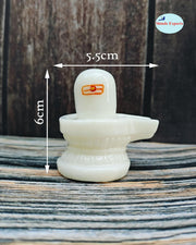 SHINDE EXPORTS Marble Shivling (White, 6 cm)