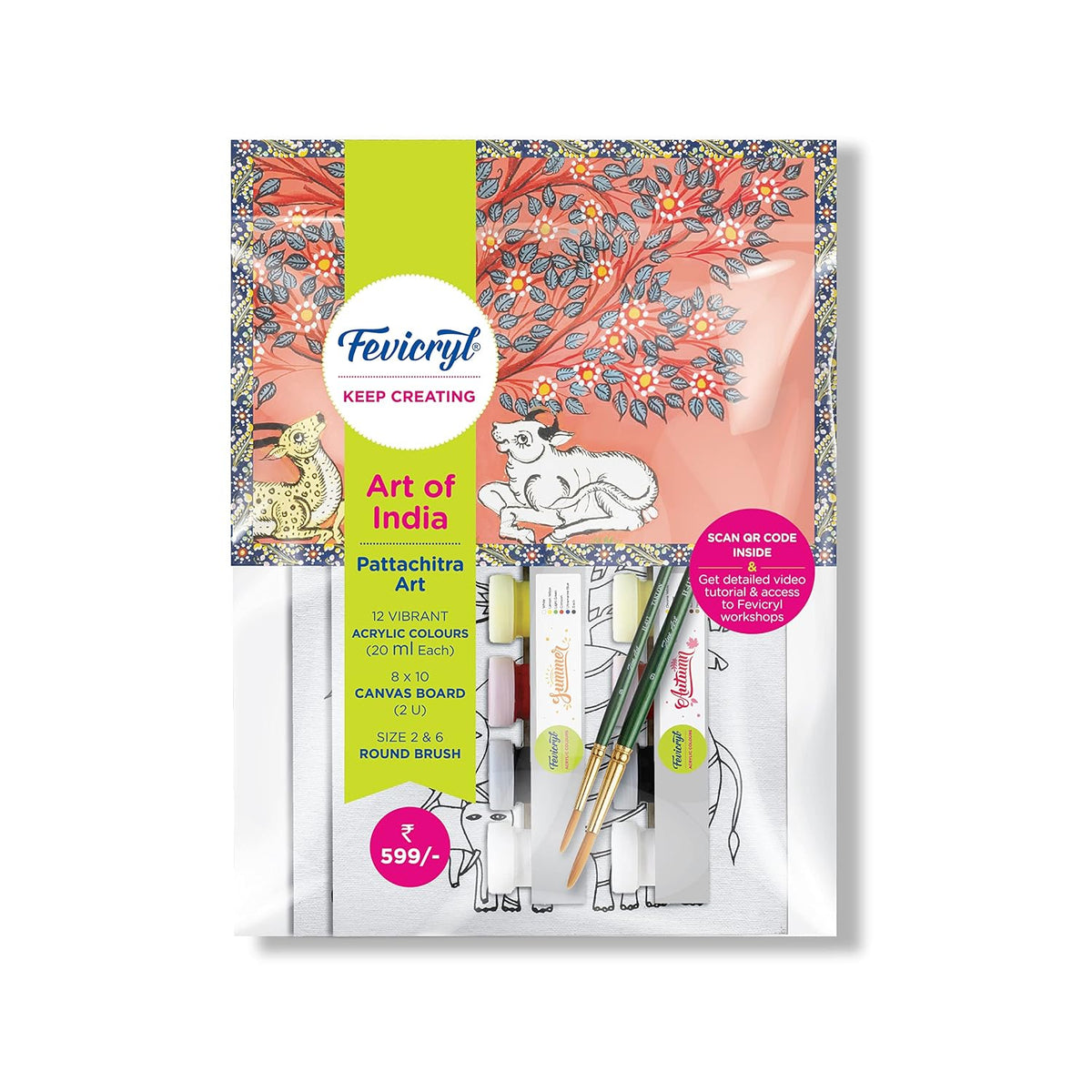 Fevicryl DIY Self Painting Art of India Kit & Pidilite Acrylic Colours Sunflower Kit