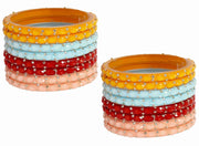 NMII Acrylic (Plastic) With Beads and Zircon Gemstone Studded Worked Kada Set For Women and Girls