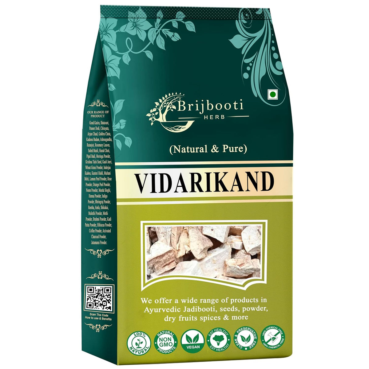 BrijBooti Vidarikand Herbal Kudzu -(400 Gr) | (Pueraria tuberosa) Bidharikand Indian Kudju