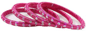 NMII Glass With Silk Thread and Zircon Gemstone Studded Worked Kada Set For Women and Girls