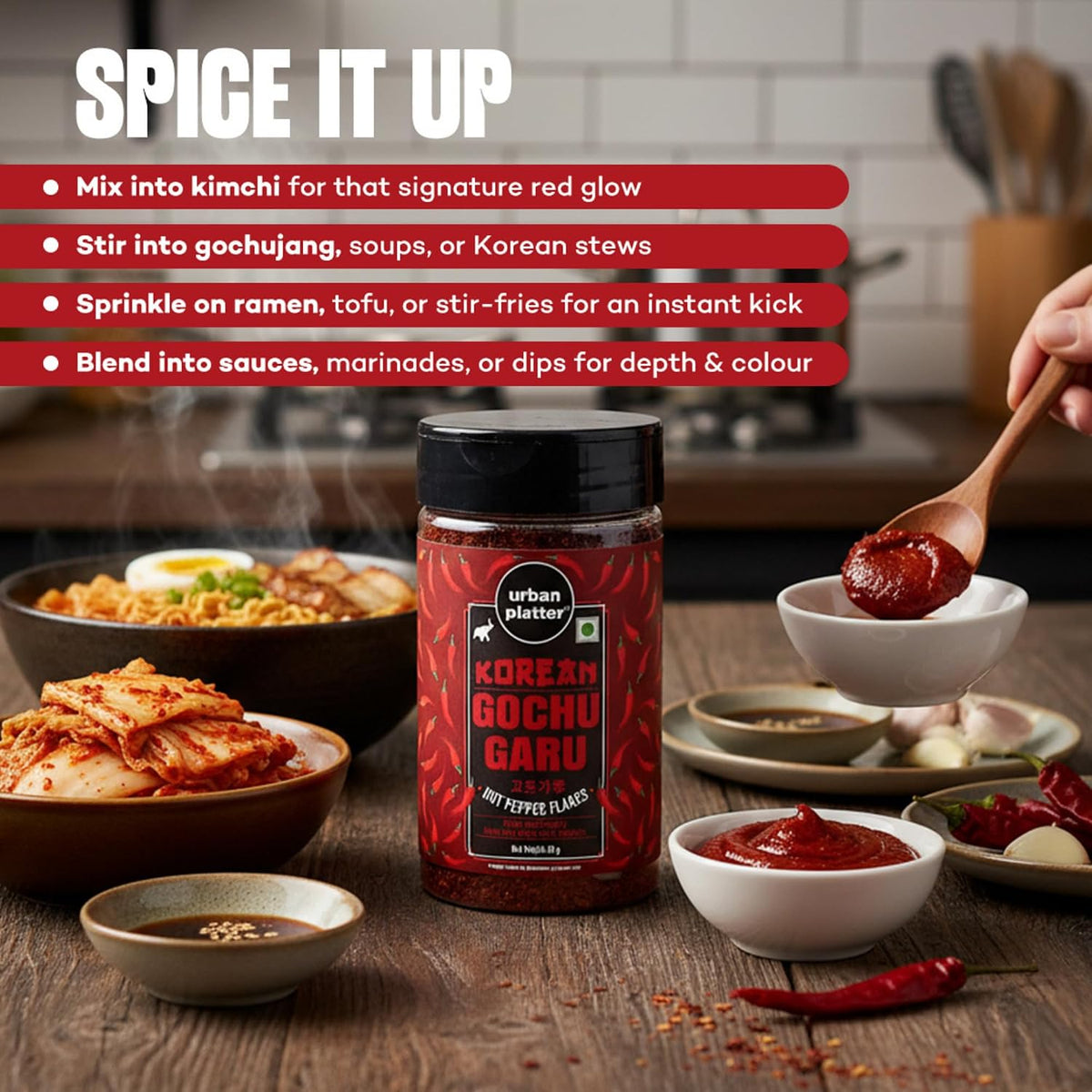 urban platter Korean Gochugaru Hot Pepper Powder, 80 Gm [Coarse Ground Korean Dried Chilli Peppers | Smoky & Spicy| Use For Kimchi And Other Korean Dishes]