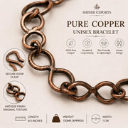 SHINDE EXPORTS Pure Copper Link Chain Bracelet Unisex S Hook 8.5 Inch