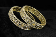 NMII Gold Plated Metal Kada Bangles Set For Women & Girls with American Diamond Stone | Stone Work Stylish Bangles Set | Traditional Bangles For Wedding, Party, Ocassion Fashion Jewellery- Set of 2