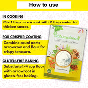 IndianJadiBooti Ararot Powder - Pure Arrowroot (Maranta Arundinacea) - Natural Gluten-Free Starch & Thickener for Baking & Digestive Comfort - 250g