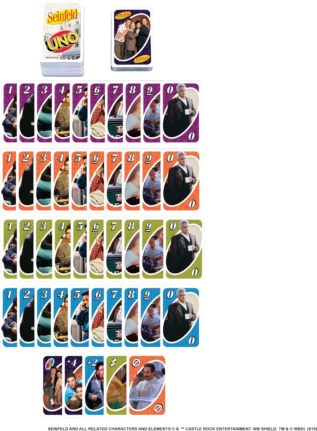 Mattel Games UNO Seinfeld Card Game for Kids, Adults & Family Nights with Collectible Deck & Special Rule Inspired by the TV Show