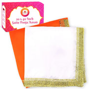 Bhakti Lehar Satin Aasan Cloth, Orange + White, 20 x 40 Inch