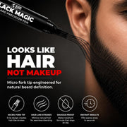 Beardo Black Magic Beard Precision Pen | Instantly Covers Patchy Beard | Hair-Like Precision Strokes | Natural Beard Filler Pen | Waterproof, Smudge-Proof & Long-Lasting | 1.5ml