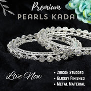 NMII Traditional Metal with Zircon Diamond Adorned Bangles Set For Women & Girls | Premium Rajwadi Kada For Women | Fancy Women's Bangles Bracelet For Wedding, Party, Festive Occasion- Set of 2