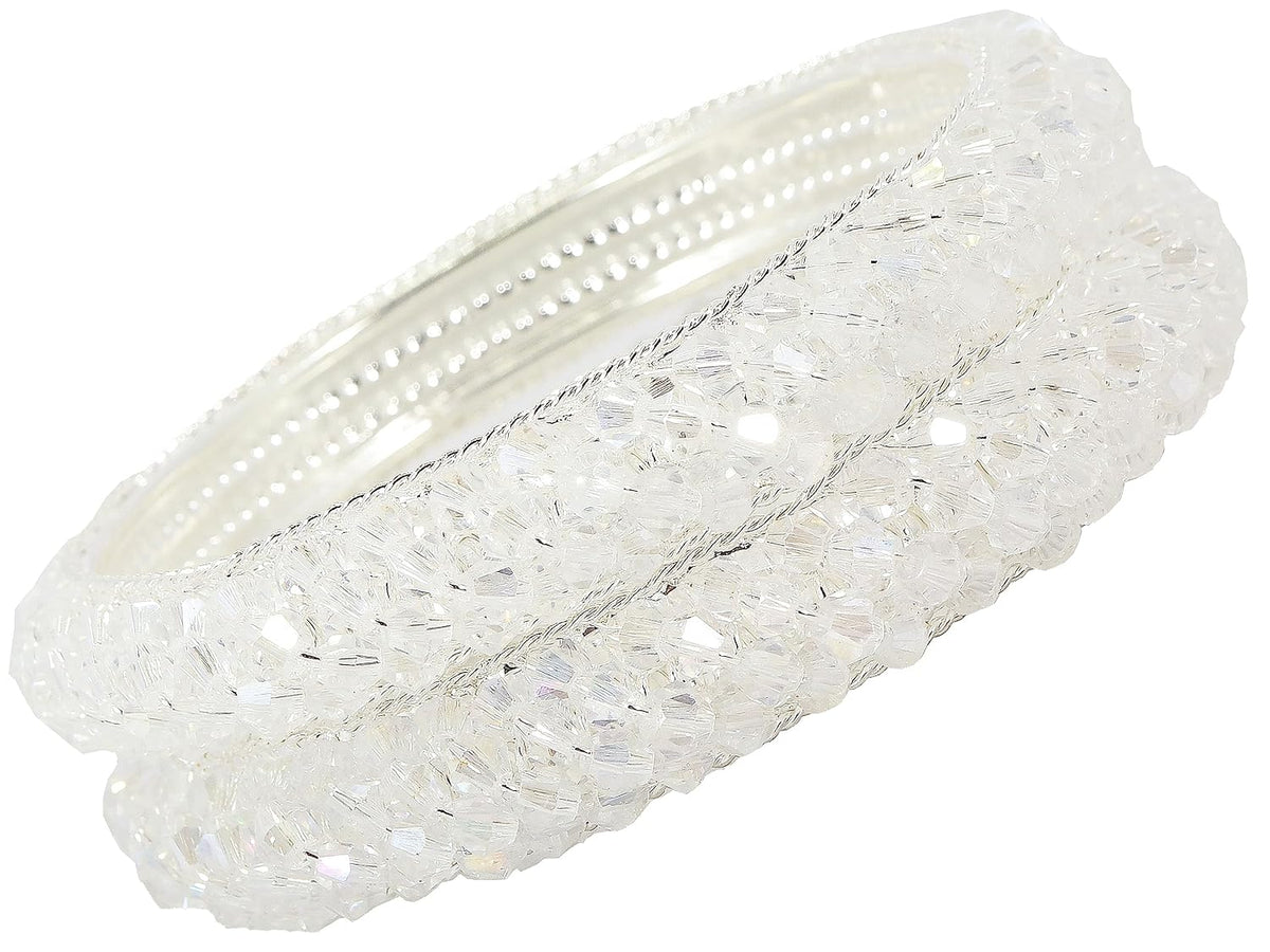 NMII Metal with Pearls Bangles Bracelet Set For Girls & Women I Pack of 2 Bangle