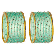 NMII Stylish Glass Bangles Set For Women & Girls With Studded Golden Gemstones | Bangle Set For Women | Crystal Glass Bangle Wedding, Daily, Festive - Set Of 24