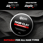 Beardo Hair Clay Wax with Roller Hair Brush for Men | Hair Clay for men | Styling Wax | Volumizing | Strong Hold | Restylable |Matte Finish | Easy to Wash Off | Set of 2