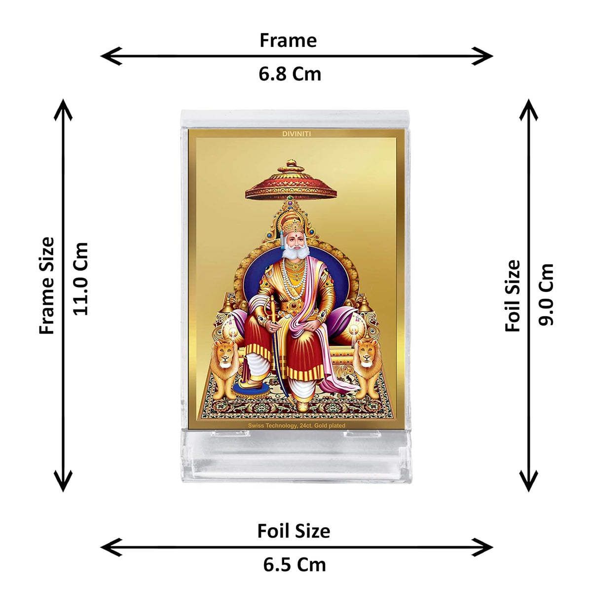 DIVINITI maharaj agrasen Photo Frame for Car Dashboard, Table Decor|ACF 3 Classic Maharaj Agrasen and 24K Gold Plated Foil| Religious Frame Idol for Pooja, Gifts Items (11.0X 6.8 CM)