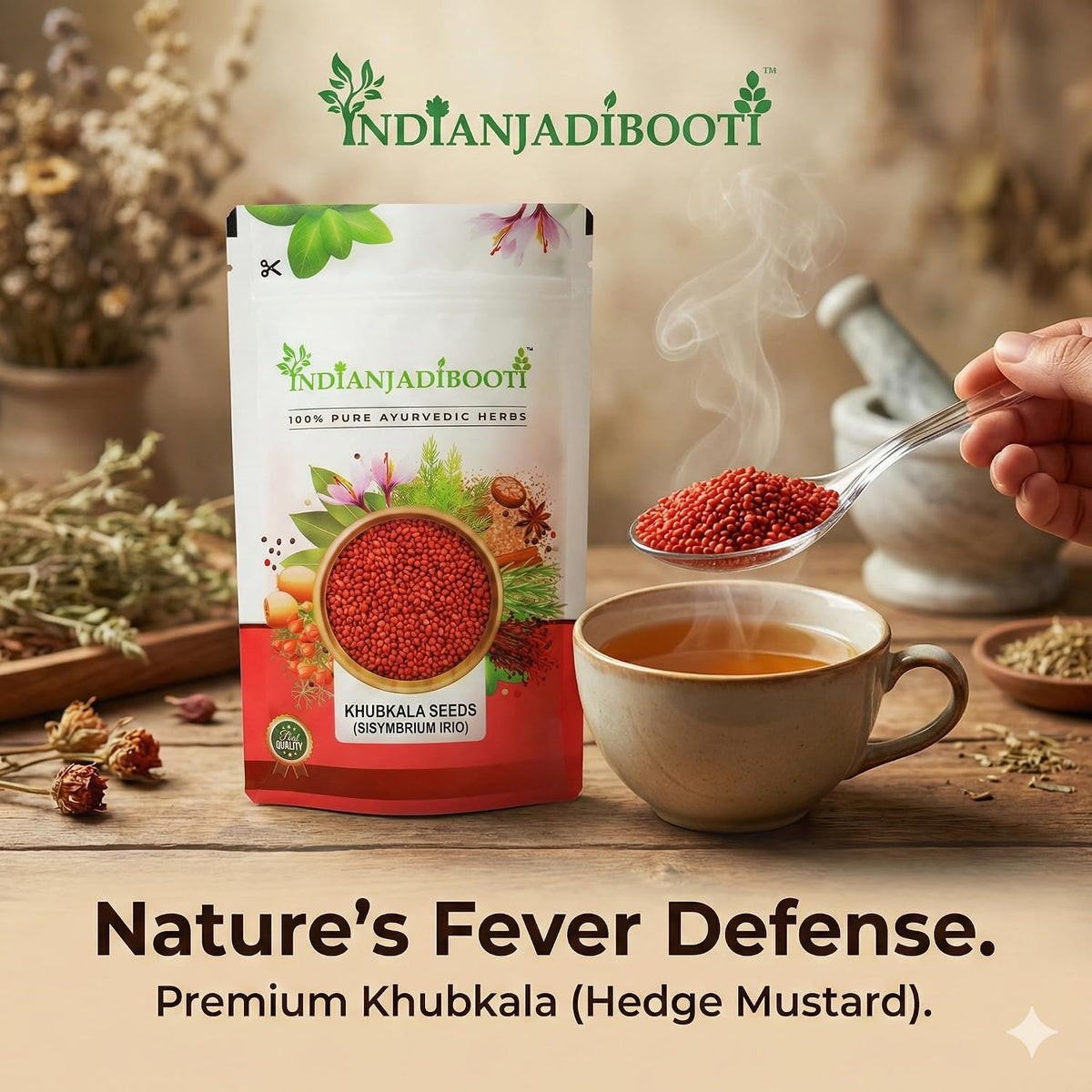 IndianJadiBooti Pure Khubkala Seeds (Sisymbrium Irio) | Botanical for Respiratory Harmony, Systemic Recovery & Kapha Balance, 100 Grams