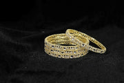 NMII Gold Plated Metal Kundan Stone & American Diamond Bangles Set For Women & Girls | AD Bangles | Traditional Bangles Set | Stone Work | Premium Design | Wedding, Party, Occasion- Set of 4
