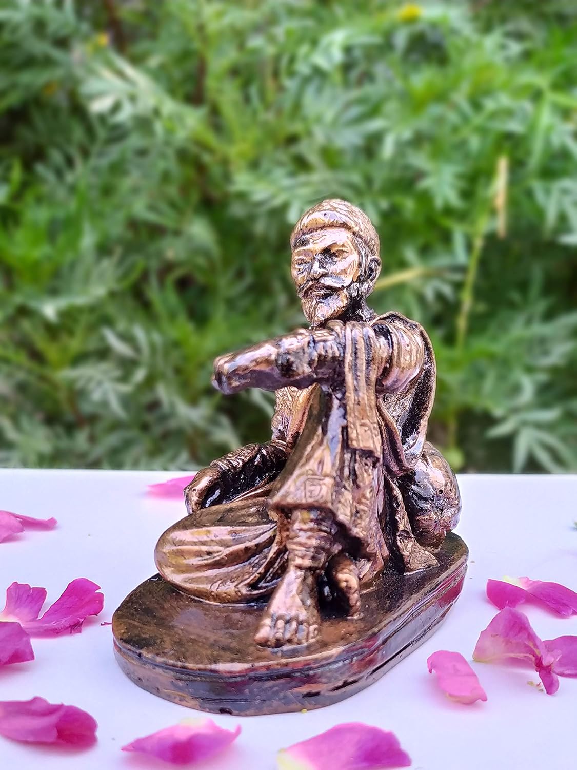 SHINDE EXPORTS Chatrapati Shivaji Maharaj Statue murti Idol for car Dashboard (Copper)