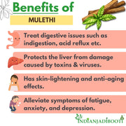 IndianJadiBooti Mulethi Stick – Licorice Root | Supports respiratory health and digestion | 100 Grams Pack Of 3