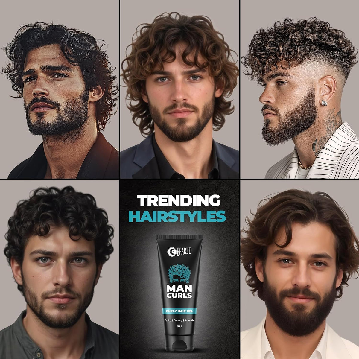 Beardo Man Curls 100g | Curly Hair Cream for Bouncy, Shiny & Defined Curls | Flaxseed Gel for Hair, Leave in Cream, Hair Styling Cream for Men & Women