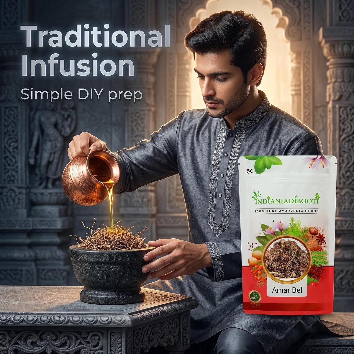 IndianJadiBooti Pure Amar Bel (Cuscuta Reflexa) | Raw Akash Bel Golden Vine for Hair Vitality, Scalp Nourishment & Systemic Detox
