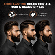 BEARDO Beard & Hair Shampoo Color | Natural Brown | 100% Grey Coverage | 5 Minute Hair Colour | Ammonia Free | With Natural Actives | No Stain Beard Colour | 20ml X 5