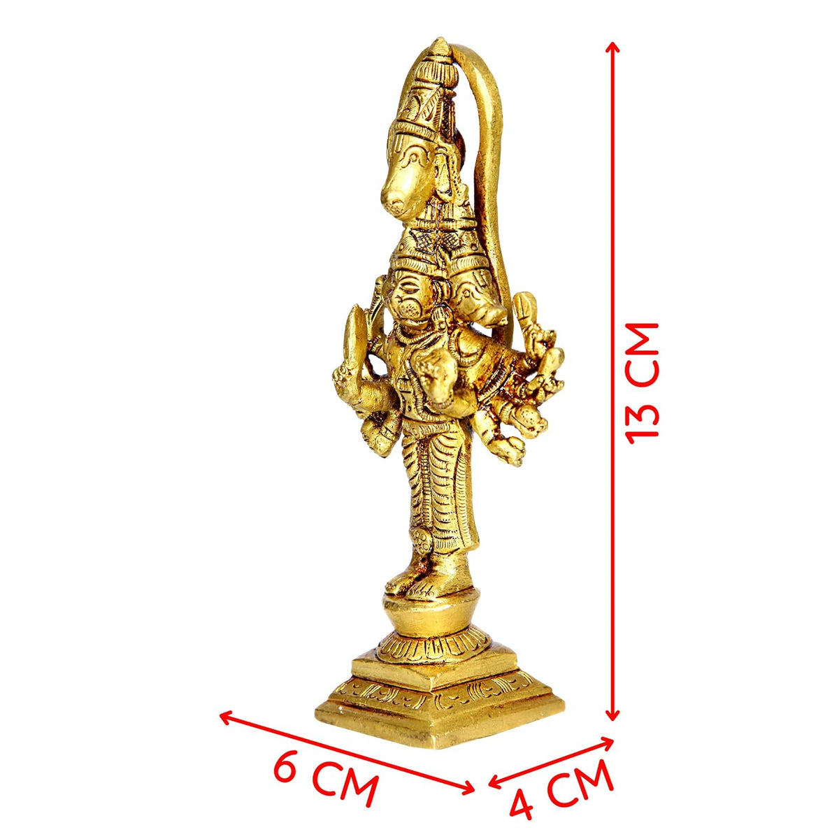 Aalayam Selveer Panchmukhi Hanuman Brass Statue Standing | Panchmukha Hanuman Brass | Brass Panchmukhi Hanuman 13cm Height Brass Gold Colour 1 Piece