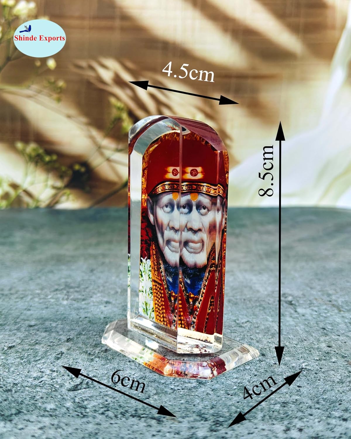 SHINDE EXPORTS sai Baba Acrylic car Dashboard Idol Cum Desk Stand 3.5 inches
