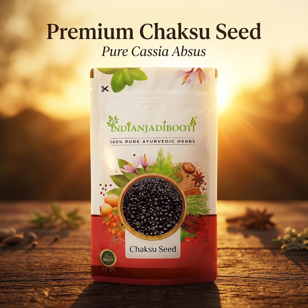 IndianJadiBooti Chaksu Seed | Chaksoo Beej (Cassia Absus) | Helps Support Digestive and Eye Health | 100 Grams