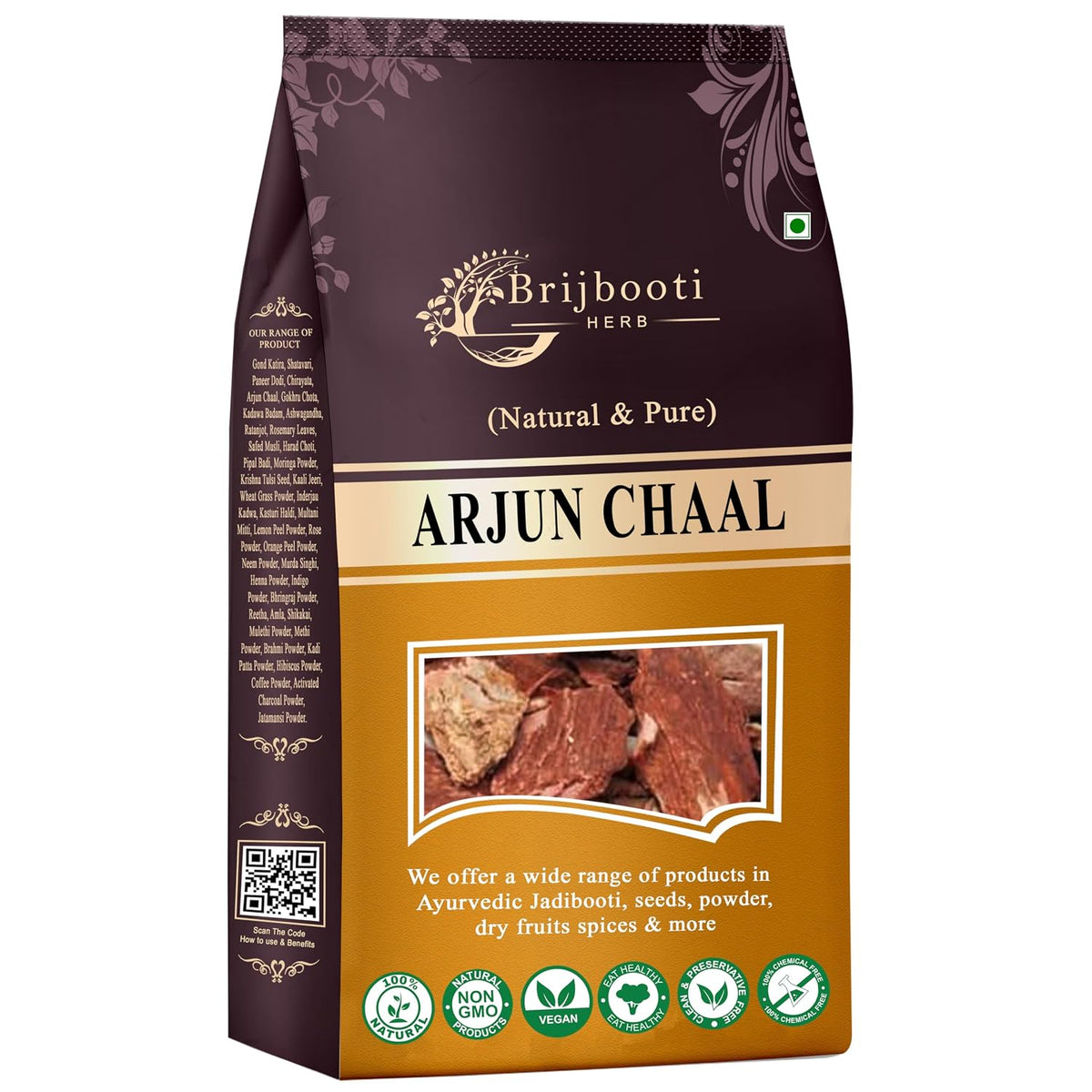 Brijbooti Arjun Chaal 800 Gram - Heart Support - FSSAI, GMP, ISO - Arjun ki chaal - Arjun Bark Supplement - Promote Good Cholesterol | FSSAI, GMP, ISO Certified