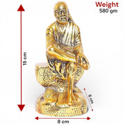 KridayKraft Shirdi Sai Baba Idol Metal Statue Showpiece for Car Dashboard & Home,Office Decorative Saibaba Idol Murti,Religious Gift Article,Showpiece Figurines,Corporate Gift...