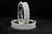 NMII Stylish Pearls & Zircon Diamond Stone Metal Bangles For Women and Girls | Fancy Women's Bangles Bracelet | Metallic Bangles kada | Trendy Bangles Fashion Jewellery- Set of 2
