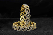 NMII Stylish Alloy Metal Gold Plated Bangles Set For Girls and Women Studded American Diamond Stone | Fancy Diamond Bangles | Metal bangles | Women Bangles For Wedding, Party, Function- Set of 2