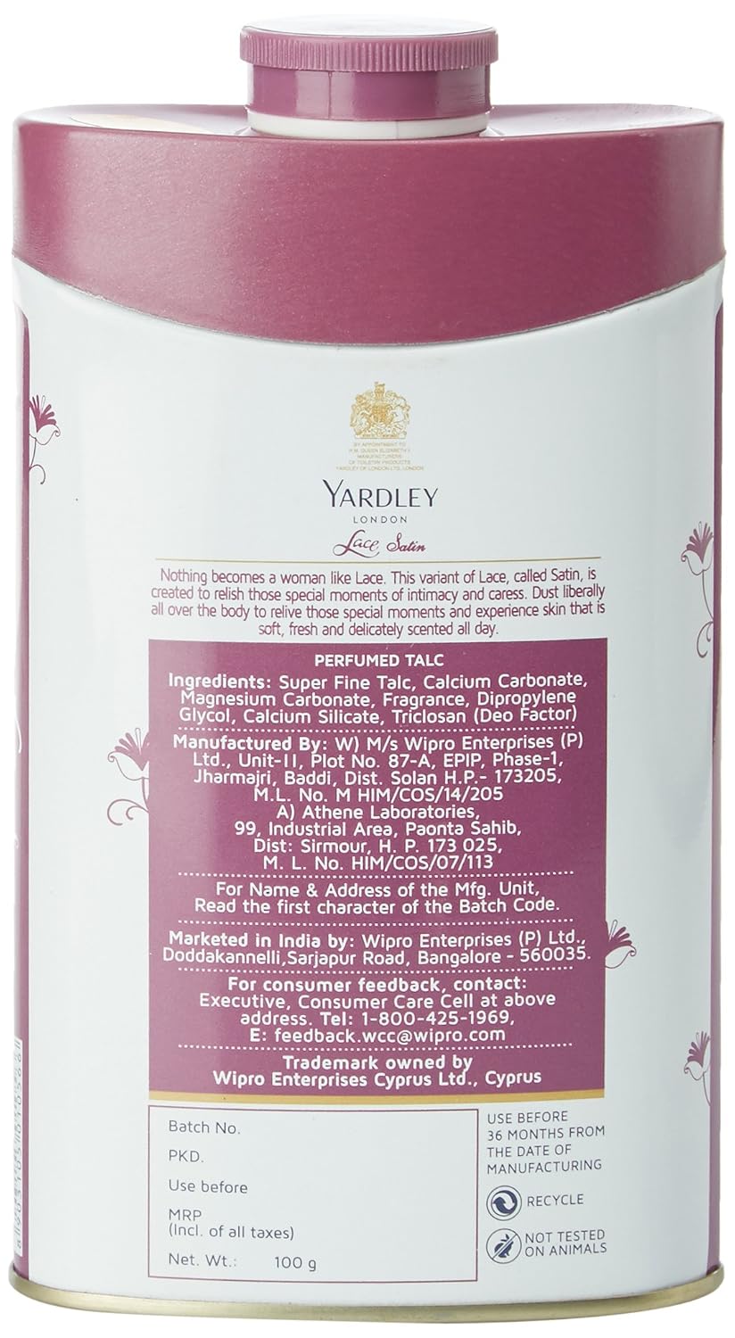 Yardley Lace Satin Talc, 100g