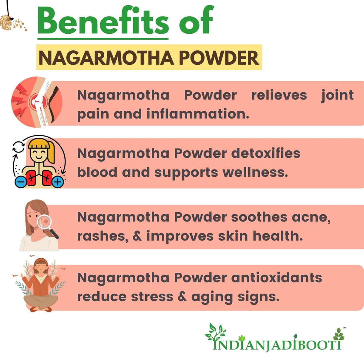 IndianJadiBooti Nagarmotha Powder (100g) - Pure Cyperus Rotundus (Mustak Churna) - Nut Grass/Tunga Gaddalu - Natural Herb for Oily Skin Face Packs, Hair Care (Dandruff) & Digestion