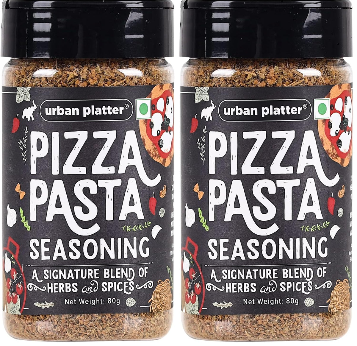 Urban Platter Pizza Pasta Seasoning, 80g (Signature Italian-Style Seasoning | Multipurpose Herb & Spice Blend | MSG-Free) (Pack of 2)