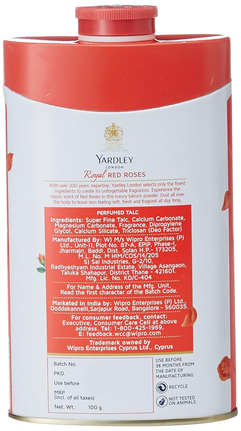Yardley Red Rose Talc, 100g