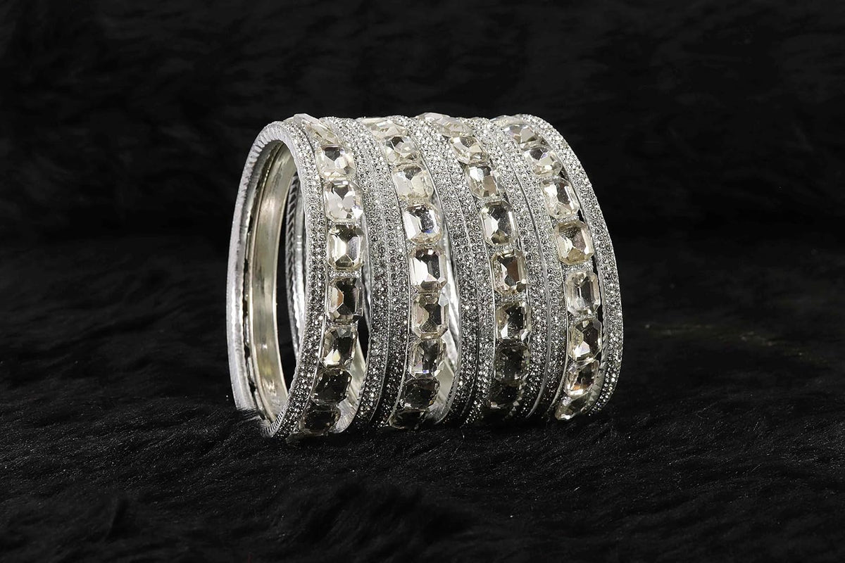 NMII Stylish Metal with AD Diamond Bangles Kada Set For Women & Girls | Premium Gold Plated Bangles | Kada Set For Women | Metal Bangles | Fashionable Bangles For Wedding, Party, Daily- Set of 12