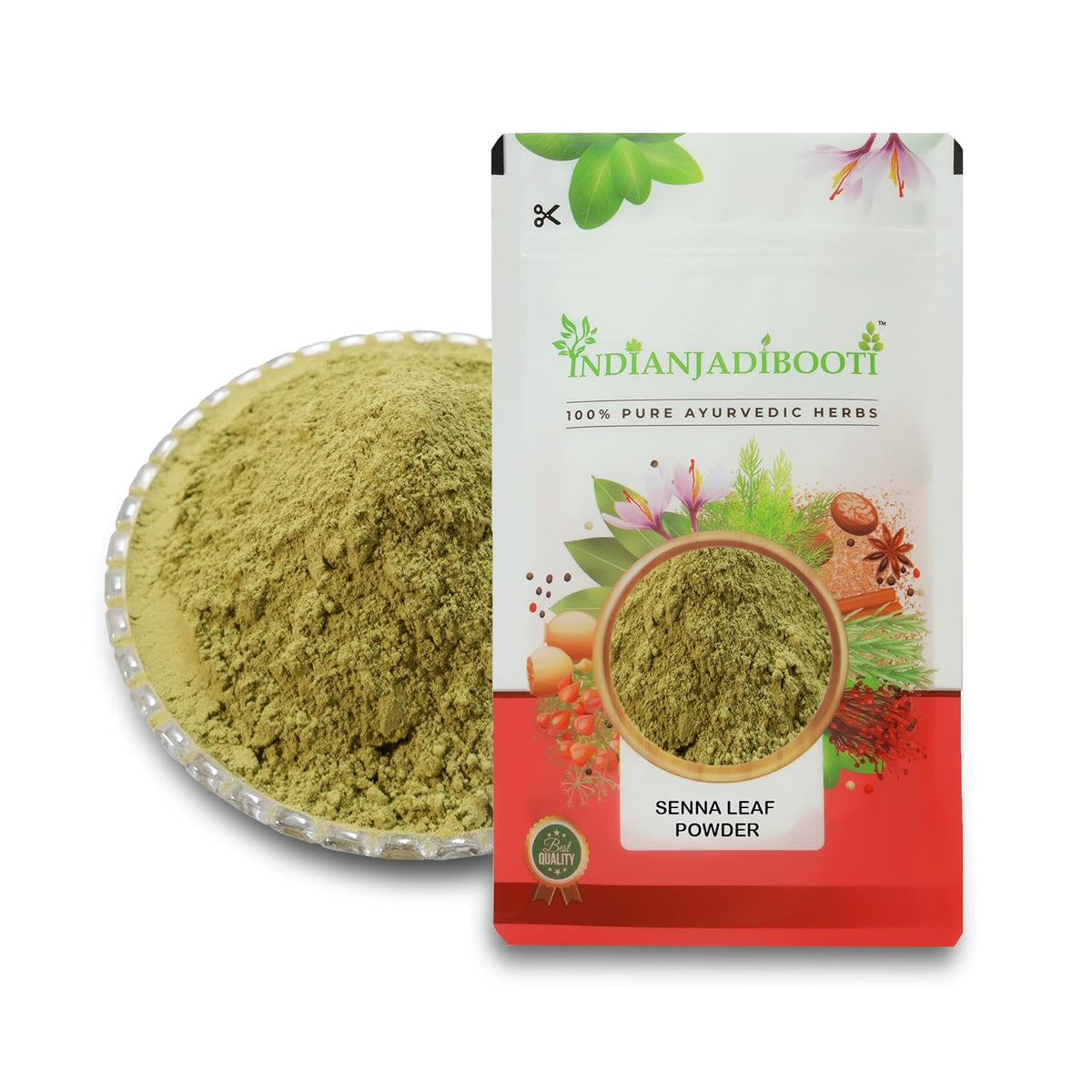 IndianJadiBooti Senna Leaf Powder (100g) - Pure Cassia Angustifolia (Sanay Patti/Sonamukhi) - Natural Herbal Tea for Digestive Comfort, Regular Bowel Movement & Detox - Travel Friendly